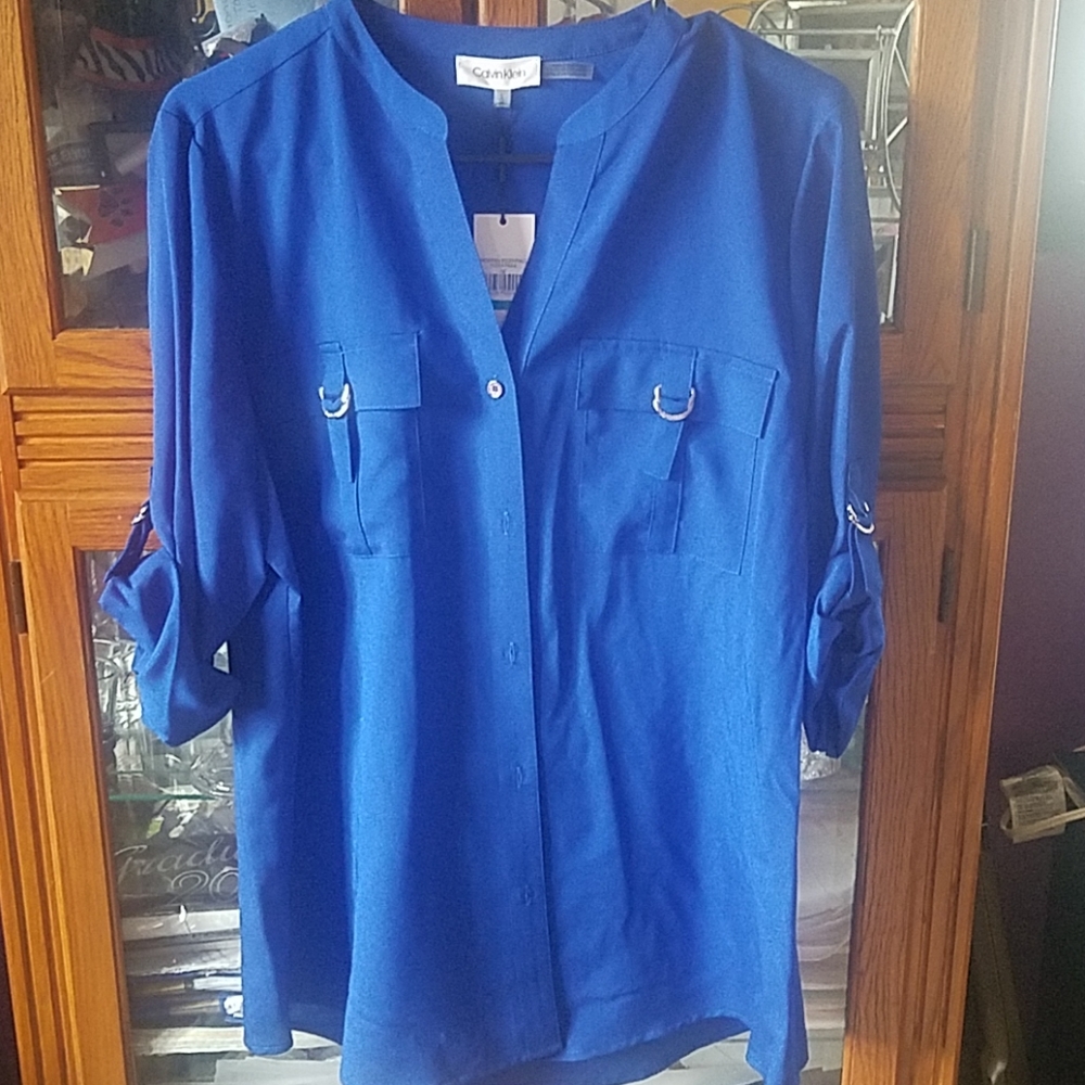 Blue button blouse